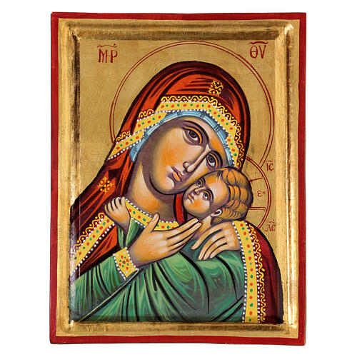 Icono griego pintado Virgen Glikofilussa 30x20 cm 1