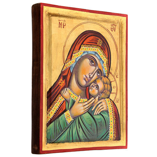 Icono griego pintado Virgen Glikofilussa 30x20 cm 3