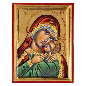 Ícone grego pintado Virgem Glicofilusa 30x20 cm