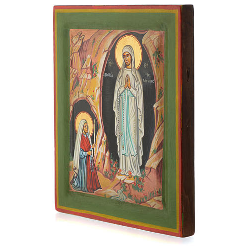 Griechische Ikone, gemalt, Muttergottes von Lourdes, 25x20 cm 3