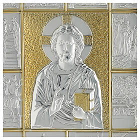 Capa lecionário couro placa prata Jesus