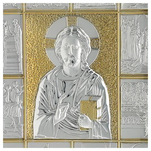 Capa lecionário couro placa prata Jesus 2