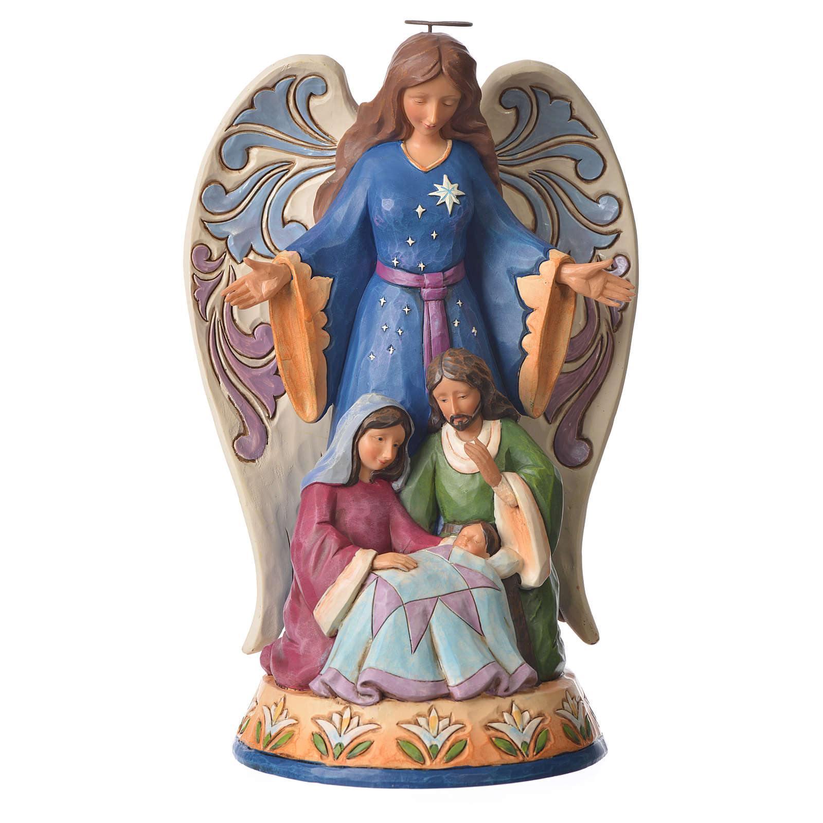 Addobbi Natalizi Jim Shore.Jim Shore Angel With Holy Family 23x16cm Figurine Online Sales On Holyart Com