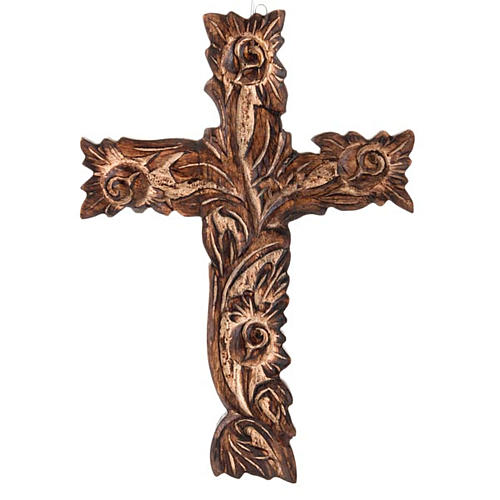 Crucifix in sculpted wood 1