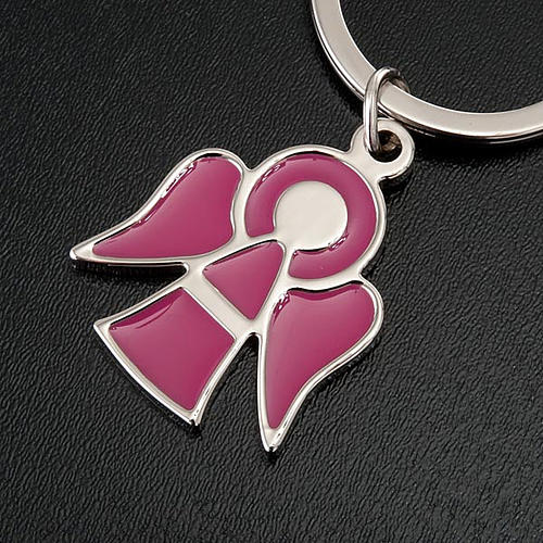 Portachiavi metallo angelo fucsia 2