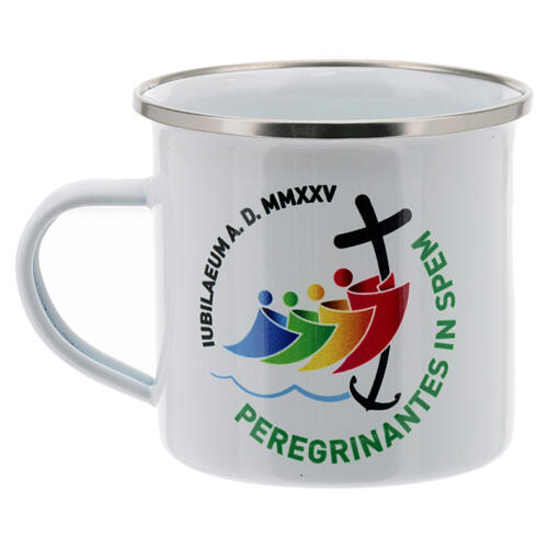 White metallic mug of the 2025 Jubilee pilgrim's kit 3