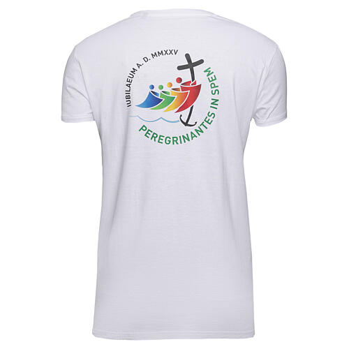 T-Shirt zum Jubiläum 2025, weiß, mit gedrucktem Logo, Pilgerausrüstung 5