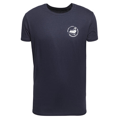 T-Shirt zum Jubiläum 2025, Blau, mit gedrucktem Logo, Pilgerausrüstung 1