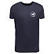 Blue t-shirt with white print of the 2025 Jubilee logo, pilgrim's kit s1