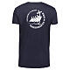 Blue t-shirt with white print of the 2025 Jubilee logo, pilgrim's kit s4