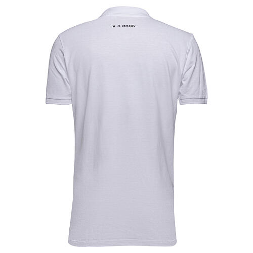 White polo shirt with color Jubilee 2025 logo pilgrim kit online