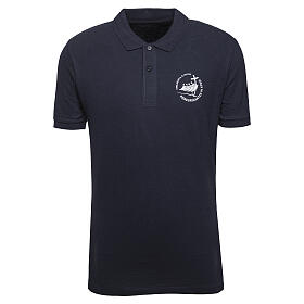 Navy blue polo shirt with printed logo of the 2025 Jubilee, pilgrim's kit