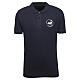 Navy blue polo shirt with printed logo of the 2025 Jubilee, pilgrim's kit s1