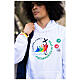 White hoodie with 2025 Jubilee logo print, pilgrim's kit s4