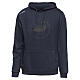 Blue hoodie with embossed printing, pilgrim's kit s1