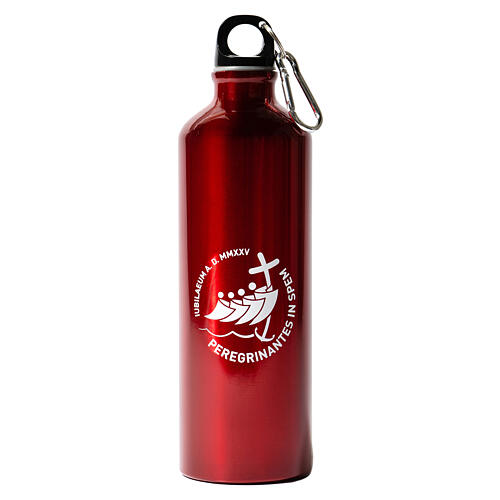 Red aluminium water bottle, 2025 Jubilee pilgrim's kit 1