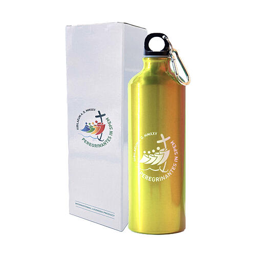 Trinkflasche aus Aluminium zum Jubiläum 2025, gelb, Pilgerausrüstung 3