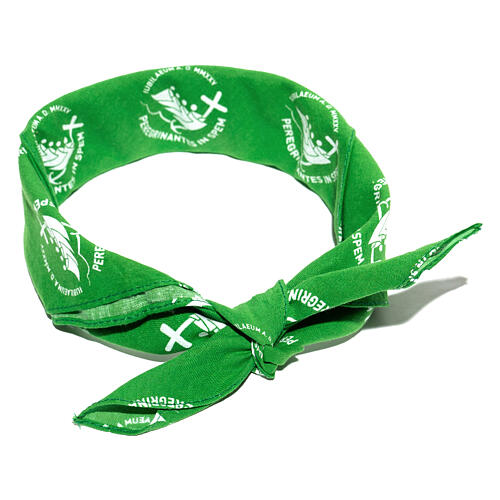 Green bandana with white logo, 2025 Jubilee pilgrim's kit 3