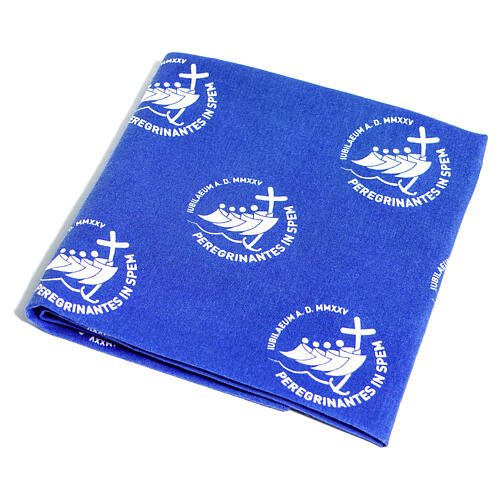 Blue bandana with 2025 Jubilee logo print, pilgrim's kit 1