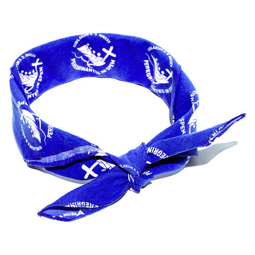 Blue bandana with 2025 Jubilee logo print, pilgrim's kit 3