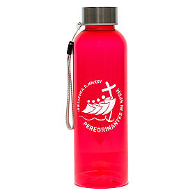 Butelka czerwona Jubileusz 2025, zestaw pielgrzyma, plastik z recyklingu