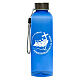 Blue recycled plastic bottle for pilgrim's kit, 2025 Jubilee logo s1