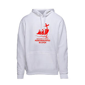 Hoodie zum Jubiläum 2025, weiß, offizielles Logo als roter Aufdruck