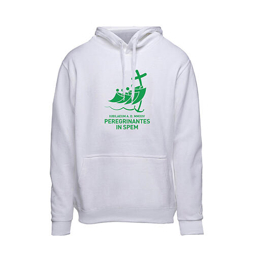 Hoodie zum Jubiläum 2025, weiß, offizielles Logo als grüner Aufdruck 1