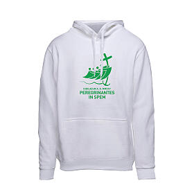 Sweat à capuche blanc logo officiel vert Jubilé 2025
