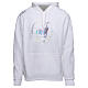 White hoodie with holographic print, Jubilee 2025 official logo s1