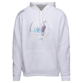 Sweat à capuche blanc logo officiel Jubilé 2025 impression holographique