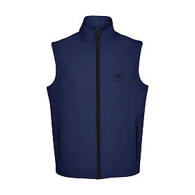 Blue softshell vest with Jubilee 2025 official logo