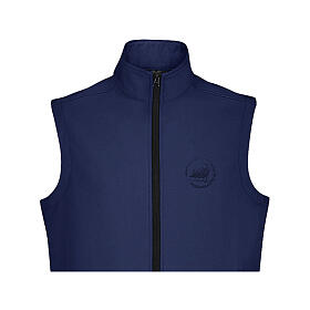 Blue softshell vest with Jubilee 2025 official logo