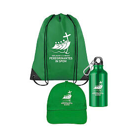 Kit for groups of pilgrims, green items with white logo, Jubilee 2025