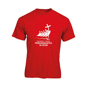 Camiseta vermelha para crianças logótipo oficial Jubileu 2025