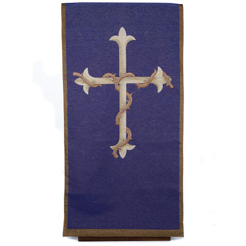 Welon na ambonę Krzyż złoty tło fioletowe 1