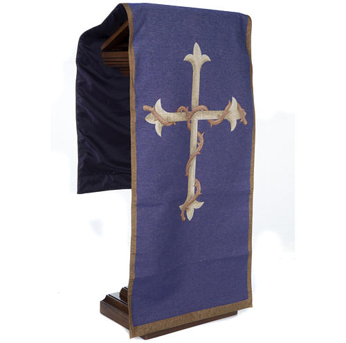 Pulpit cover, golden cross on purple background 4