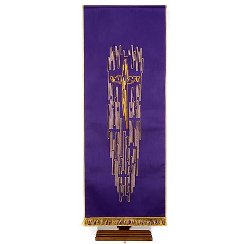 Nakrycie na ambonę szantung stylizowany złoty krzyż 4
