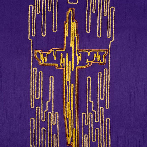 Nakrycie na ambonę szantung stylizowany złoty krzyż 5