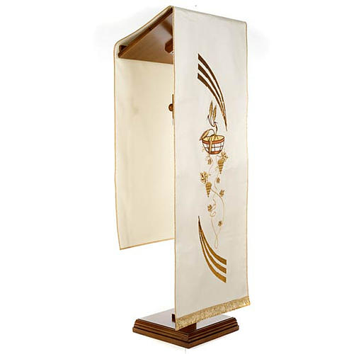 Lectern Cover, embroidered paten grapes and wheat, shantung 8
