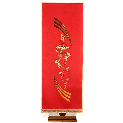 Lectern Cover, embroidered paten grapes and wheat, shantung 1