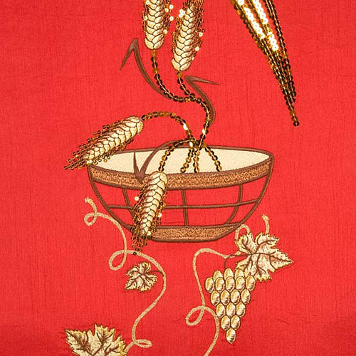 Lectern Cover, embroidered paten grapes and wheat, shantung 4