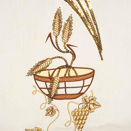 Lectern Cover, embroidered paten grapes and wheat, shantung 6