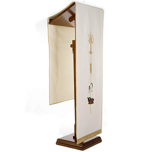 Lectern Cover, embroidered IHS, Holy Communion, wheat, grapes 6