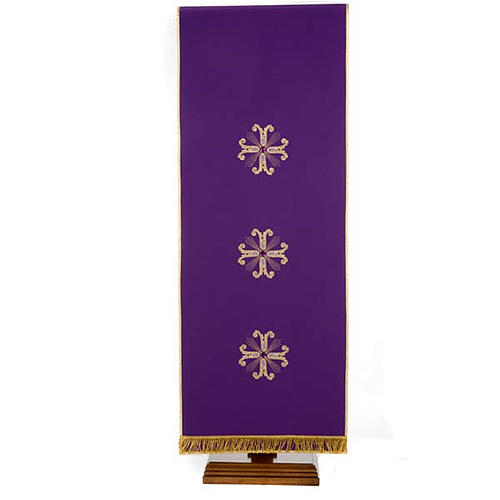 Lectern Cover, embroidered 3 golden crosses with glass beads 4