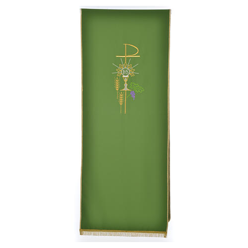 Lectern Cover in polyester, Chi Rho, chalice, host, wheat 11