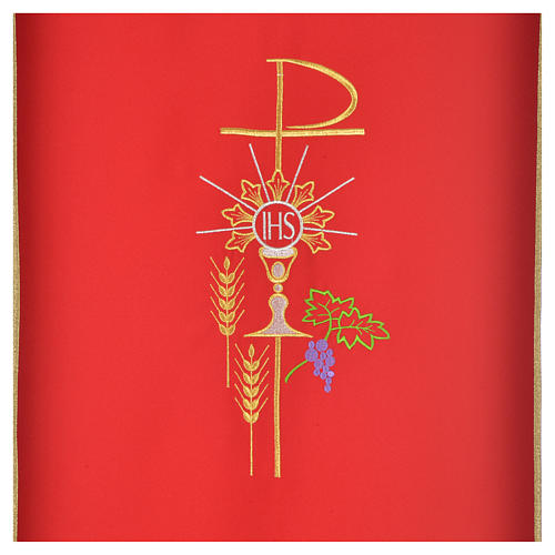 Lectern Cover in polyester, Chi Rho, chalice, host, wheat 12