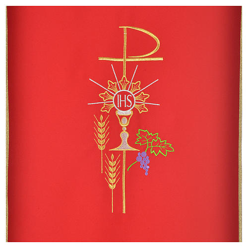 Lectern Cover in polyester, Chi Rho, chalice, host, wheat 6
