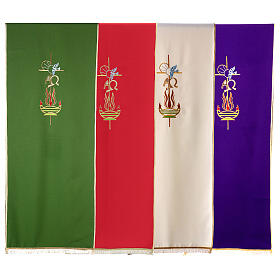 Lectern Cover in polyester, cross, Alpha Omega, flames