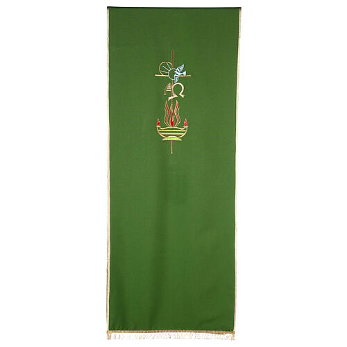 Lectern Cover in polyester, cross, Alpha Omega, flames 3